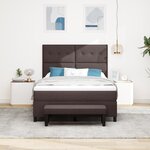 vidaXL Lit Box Spring avec Matelas & Banquette Gris Foncé 160x200 cm Tissu