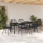 vidaXL Ensemble de salle à manger de jardin 7 pièces Rattan PE Noir