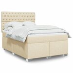 vidaXL Sommier à lattes de lit avec matelas Crème 140x190 cm Tissu