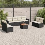 vidaXL Salon de jardin 9 Pièces avec coussins noir résine tressée