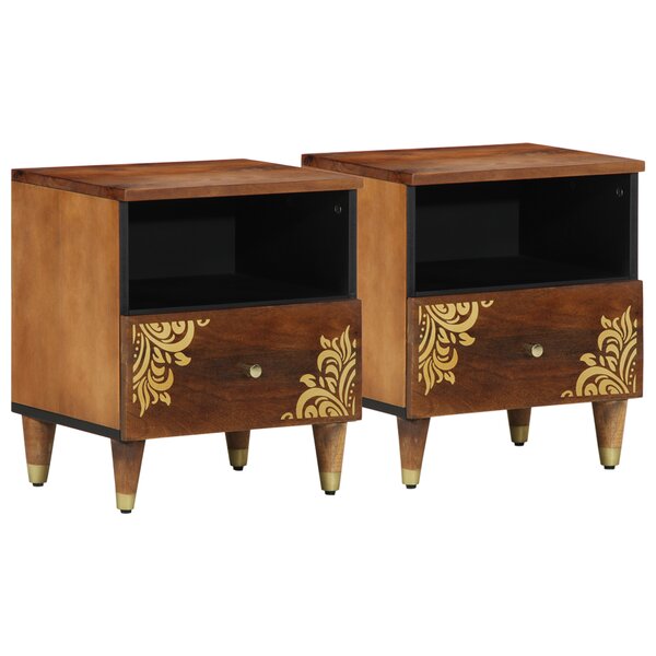 vidaXL Tables de chevet 2 Pièces 40x33x46 cm Bois massif Mango