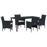 vidaXL Set de salle à manger de jardin 5 pièces noir rotin poly