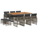 vidaXL Ensemble à manger de jardin 11Pièces avec coussins gris poly rotin