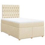 vidaXL Sommier à lattes de lit avec matelas Crème 120x200 cm Tissu