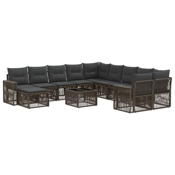 vidaXL Ensemble de canapé de jardin 12 Pièces Gris et Gris foncé