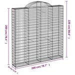 vidaXL Paniers à gabions arqués 3 Pièces 200x30x200/220 cm fer galvanisé