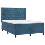 vidaXL Sommier à lattes de lit et matelas Bleu foncé 140x200cm Velours