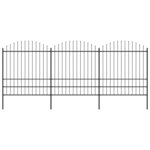 vidaXL Clôture de jardin à dessus en lance Acier (1 75-2)x5 1 m Noir