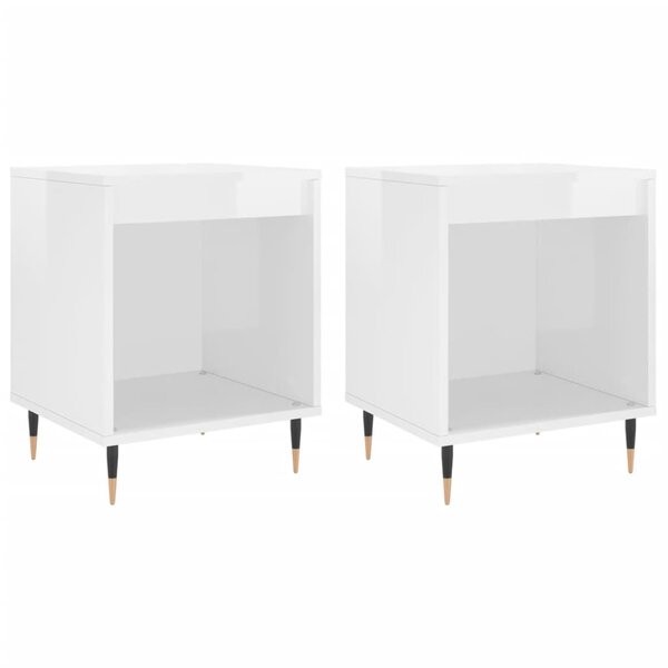vidaXL Tables de chevet 2 Pièces blanc brillant 40x35x50 cm
