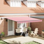 vidaXL Auvent Rétractable Manuel avec LED Rayures Rouges et Blanches 400x300 cm