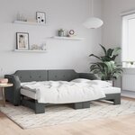 vidaXL Lit de jour avec gigogne sans matelas gris foncé 90x200 cm