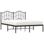 vidaXL Cadre de lit métal sans matelas avec tête de lit noir 140x200cm