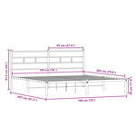 vidaXL Cadre de lit en métal sans matelas chêne fumé 193x203 cm