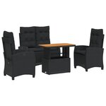 vidaXL Ensemble à manger de jardin 4 Pièces avec coussins noir