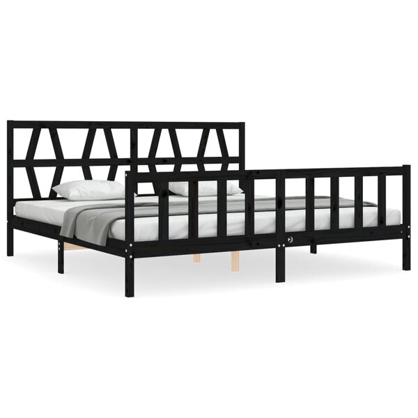 vidaXL Cadre de lit sans matelas noir 200x200 cm bois massif de pin