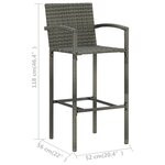 vidaXL Ensemble de bar d'extérieur 5 Pièces accoudoir Résine tressée Gris