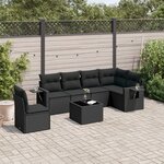 vidaXL Salon de jardin 7 Pièces avec coussins noir résine tressée