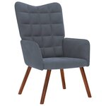 vidaXL Chaise de relaxation avec tabouret Gris foncé Velours