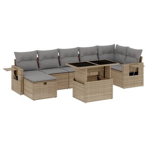 vidaXL Salon de jardin avec coussins 8 Pièces beige résine tressée