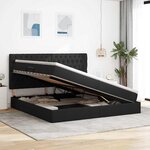 vidaXL Lit de rangement LED avec matelas Noir 200 x 200 cm Tissu