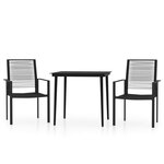 vidaXL Ensemble à manger de jardin 3 Pièces Noir