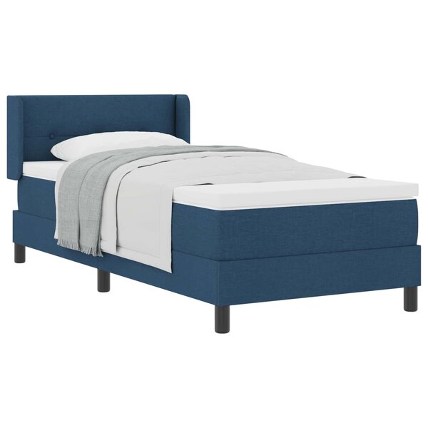 vidaXL Lit à ressorts avec tête de lit Bleu 200 x 100 cm tissu