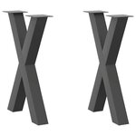 vidaXL Pieds de table à manger en forme de X 2 pièces anthracite 60 x (72-73) cm acier