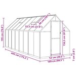 vidaXL Serre avec cadre de base argenté 445x169x195 cm aluminium