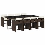 vidaXL Ensemble à manger de jardin et coussins 9 Pièces marron poly rotin