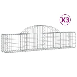 vidaXL Paniers à gabions arqués 3 Pièces 200x30x40/60 cm Fer galvanisé