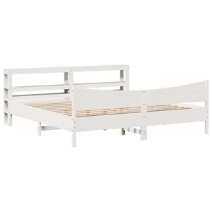 vidaXL Cadre de lit et tête de lit blanc 180x200 cm bois de pin massif
