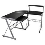 vidaXL Bureau d'ordinateur d'angle Noir 132x112x99cm Bois d'ingénierie
