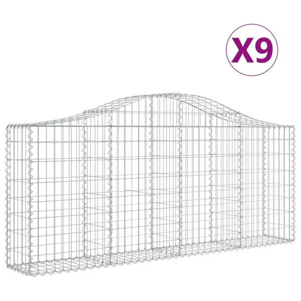 vidaXL Paniers à gabions arqués 9 Pièces 200x30x80/100 cm Fer galvanisé