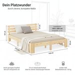 Lit double 140x200 marron matelas et sommier à lattes