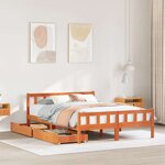 vidaXL Cadre de lit sans matelas cire marron 160x200cm bois pin massif