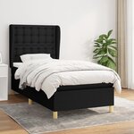 vidaXL Sommier à lattes de lit et matelas Noir 80x200 cm Tissu