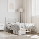 vidaXL Cadre de lit métal avec tête de lit/pied de lit blanc 107x203cm