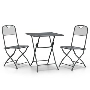 vidaXL Mobilier à dîner de jardin 3 Pièces Maille Métal Anthracite
