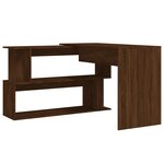 Bureau table poste de travail meuble d'ordinateur informatique étude d'angle chêne 200 x 50 x 76 cm bois d'ingénierie brun 02_0023677