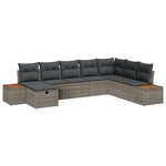 Ensemble de canapé de jardin vidaXL 8 pièces avec coussins en poly rattan gris