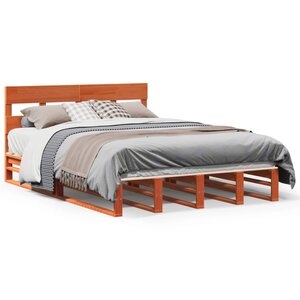 vidaXL Cadre de lit sans matelas cire marron 140x190cm bois pin massif