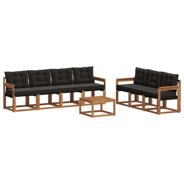 vidaXL Ensemble de canapés d'extérieur 8 pc Naturel et Noir