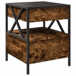 vidaXL Table de chevet avec LED infini chêne fumé 40x40x51 cm