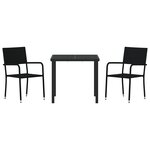 vidaXL Ensemble de salle à manger de jardin 3 pièces Noir en poly rattan