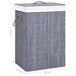 vidaXL Panier à linge avec 2 sections bambou gris 72 L