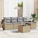 vidaXL Ensemble de canapé de jardin 6 Pièces Beige Poly rotin