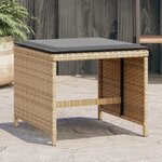 vidaXL Tabourets jardin et coussins lot de 4 mélange beige 41x41x36 cm