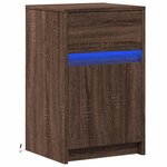 vidaXL Armoire de chevet et lumières LED chêne marron bois ingénierie