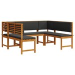Ensemble de mobilier de jardin 5 pièces avec coussins en acacia