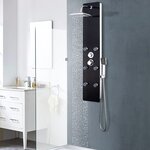vidaXL Panneau de douche Verre 25 x 44 6 x 130 cm Noir